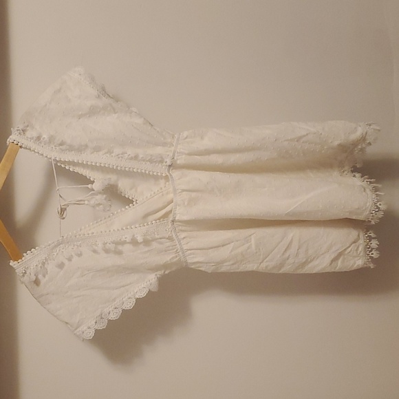 NWOT SHEIN Swiss Dot Backless Guipure Lace Trim Dress. White. Size M. - Picture 4 of 13